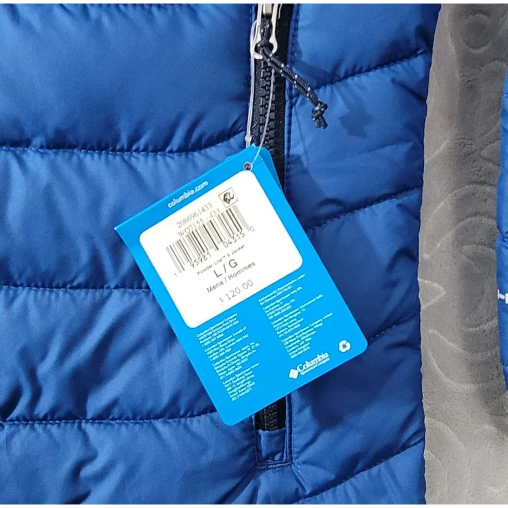 Columbia Men's Powder Lite II Blue Puffer Jacket Size Large Omni-Heat Active Fit